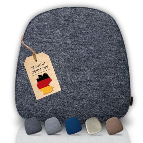 kontor28® - Sitzkissen Filz handgefertigt Made IN Germany | Sitzkissen Stuhl 39x40 cm aus rPET-Filz extra weiche und robuste Polsterung | Sitzauflage Stuhl für In- und Outdoor | anthrazit 1er-Set