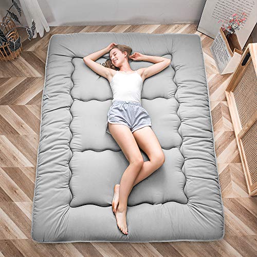 MAXYOYO Klappmatratze Futon Matratze Bodenmatratze Gepolsterte Japanische Tatami Gesteppte Bett, Dicke Faltmatratze Schlafmatte Rollmatratze Bodenliege Gästematratze (Grau, 150x200 cm)