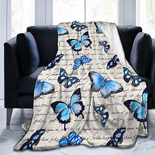 Kuscheldecke 130x150 Schmetterling, Flanell Fleecedecke 3D Blau Weiche und Warme Decke, als Sofadecke Wohndecke Tagesdecke Wolldecken, für Kinder Erwachsene