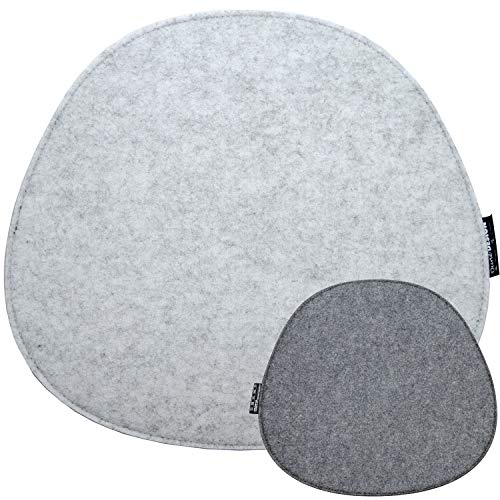 DuneDesign Filz Sitzkissen Oval 40x37cm Stuhlkissen Sitzauflage 8mm Hellgrau Grau