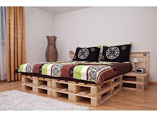 Schroth Home PALoma Palettenbett 160 x 200 – Euro Paletten Bett mit Kopfteil – Holz Palette geschliffen – Bett selber Bauen - kein lästiges Schleifen mehr