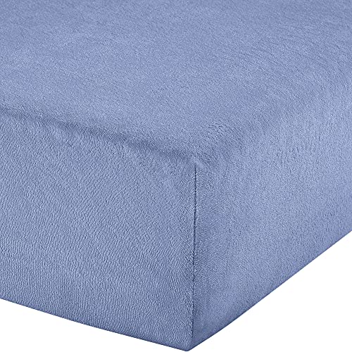 Erwin Müller Boxspring-Spannbettlaken Frottee-Stretch, Spannbetttuch für Boxspringbett Füssen - pflegeleicht, formstabil, mit Rundumgummi, sehr Gute Passform - blau Größe 180x220 cm - 200x220 cm