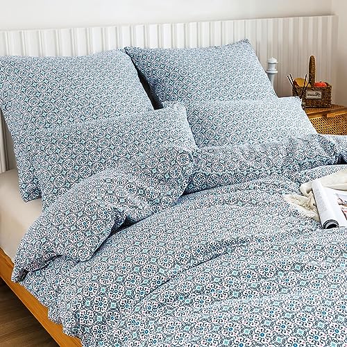 HENGWEI Bettwäsche 155x200 2teilig Set Extraweiches Bettwäsche-Sets für Einzelbett Hochwertiges Microfaser Bettbezug mit Kissenbezug 80x80cm, Blaupunkt-Blume