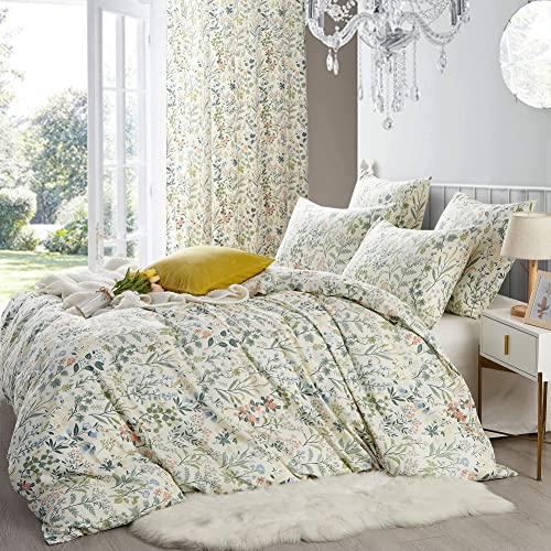Sedefen Bettwäsche 135x200 cm + 1 Kissenbezug 80x80cm,Grün Weiß Blätter Blumen Bettwäsche Set Mädchen Teens Microfaser Einzelbett Bettbezug mit Reißverschluss