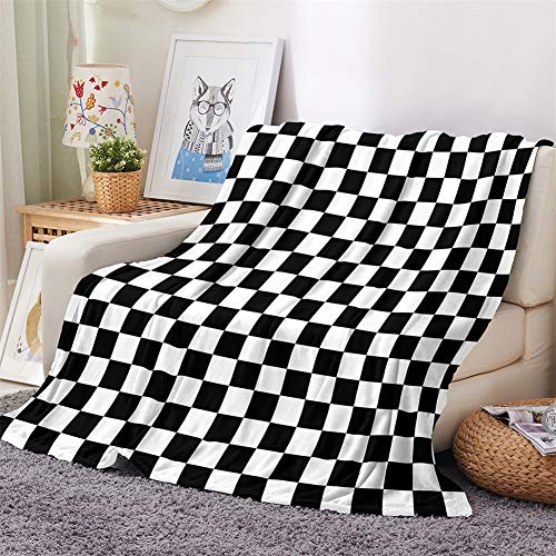 Chickw1 Flanelldecke Kuscheldecke, 3D Geometrie Drucken Wohndecke Weiche Warm Decke Flauschige TV-Decke Mikrofaserdecke Sofadecke oder Bettüberwurf Tagesdecke (Schachbrett,180x200cm)