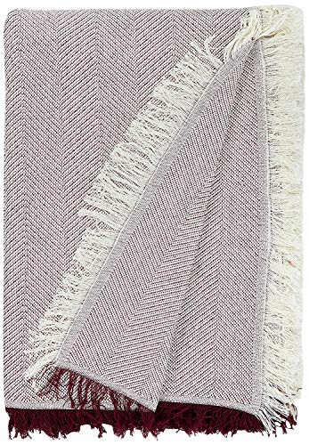 Martina Home Mehrzweck-Stapel, 80% Baumwolle, 20% Polyester, Ecru/Granatrot, 300 x 260 cm, Ekru/Granat