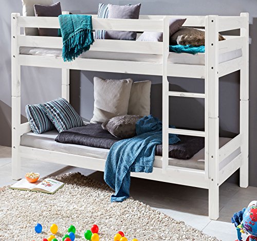 Weiss Kinderbett Etagenbett Massiv Hochbett Spielbett Stockbett 90x200 cm Matratzen geeignet