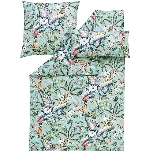 ESTELLA Atelier Mako-Satin Bettwäsche Melania Farbe aquamarin Größe 135x200 + 80x80 + 40x80