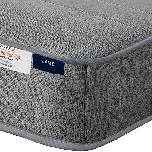 LAMB Matratze 90x200 cm Taschenfederkernmatratze 7-Zonen Höhe 18cm Härtegrad H2 Medic Orthopädische Federkernmatratze mit Schaumstoff und Microfaser-Bezug, Graue Matratzen für Kinder und Erwachsene