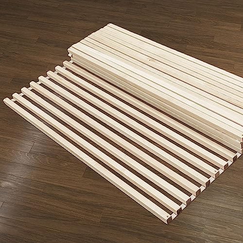 Hansales Rollrost 140x200cm Deluxe aus Holzlatten, Bettrost belastbar bis 350 kg, 40 Leisten - hochwertig extra stark Lattenrost aus FSC® Birken Vollholz, Rolllattenrost