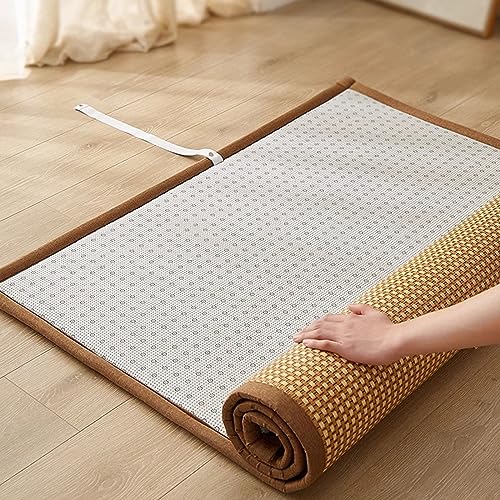 Bankauflagen Atmungsaktiv Erkerfenster-Sitzbezug, Rattan Fensterbrett Sofa Bankettkissen mit Rutschfester Unterseite und Riemen, 2cm Dick Kühlmatte für Den Balkon ( Size : 60x210cm/23.6x82.6in )
